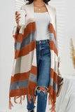 WOMEN COLOR BLOCK TASSLE DETAILED WRAP SHAWL - Doublju