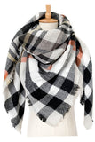 SOFT CHUNKY CHECKED GIANT SCARVES SHAWL CAPE