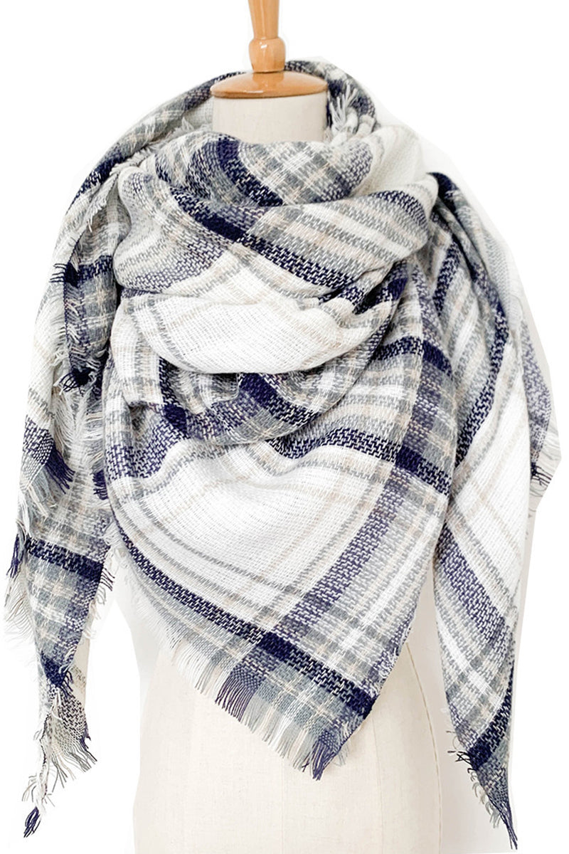 SOFT CHUNKY CHECKED GIANT SCARVES SHAWL CAPE