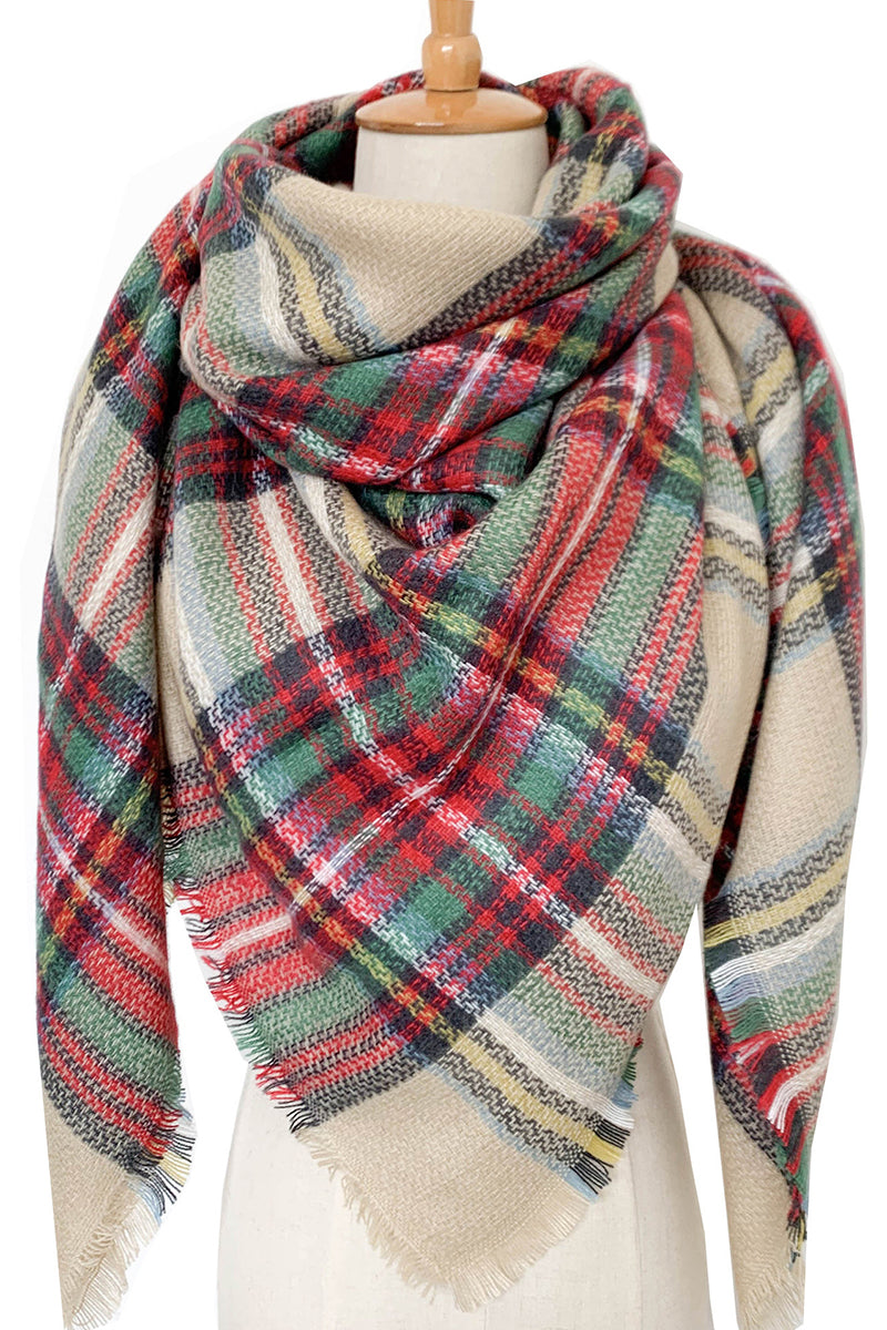 SOFT CHUNKY CHECKED GIANT SCARVES SHAWL CAPE