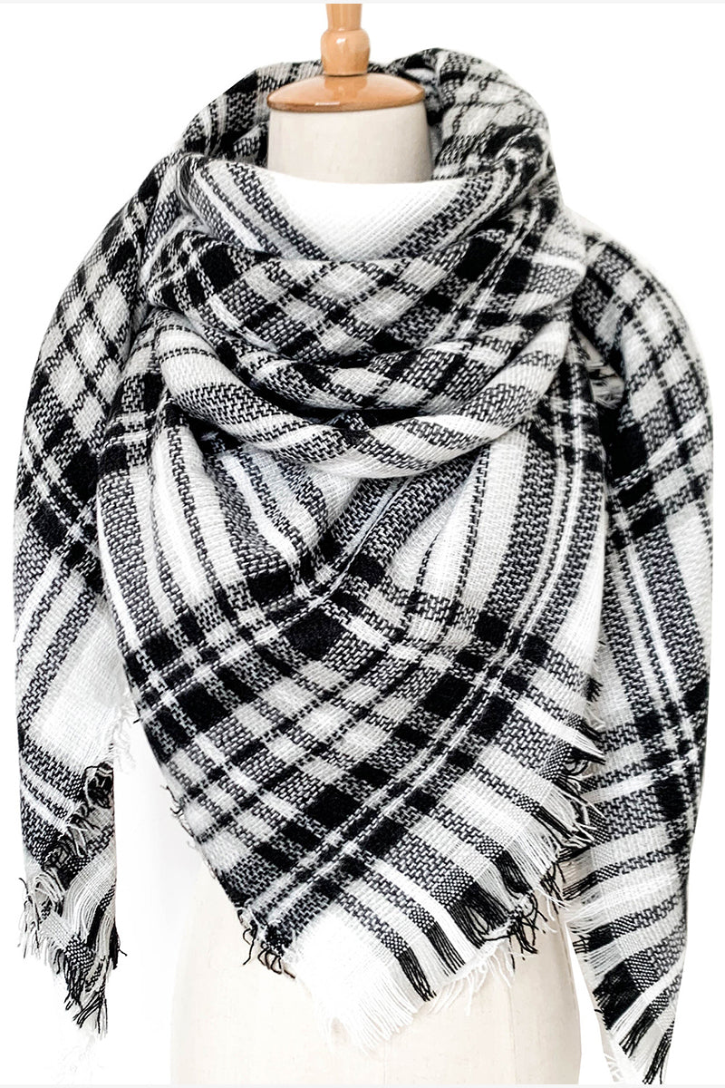 SOFT CHUNKY CHECKED GIANT SCARVES SHAWL CAPE