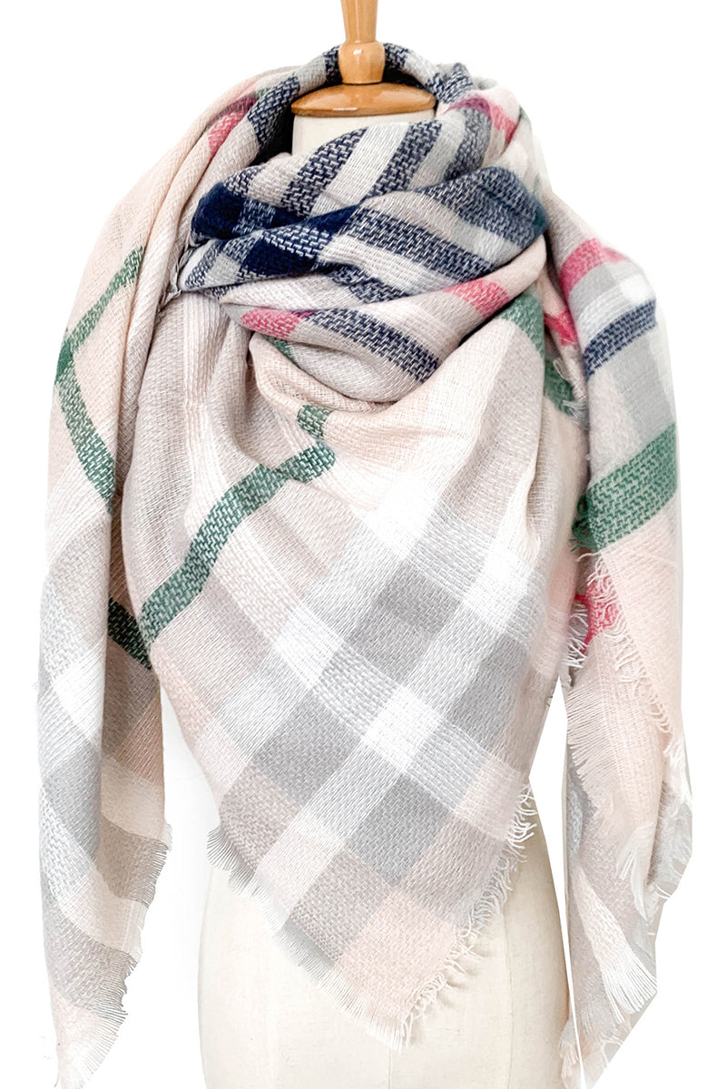 SOFT CHUNKY CHECKED GIANT SCARVES SHAWL CAPE