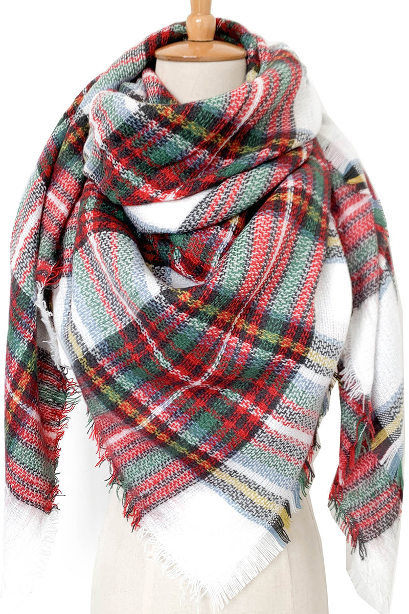 SOFT CHUNKY CHECKED GIANT SCARVES SHAWL CAPE