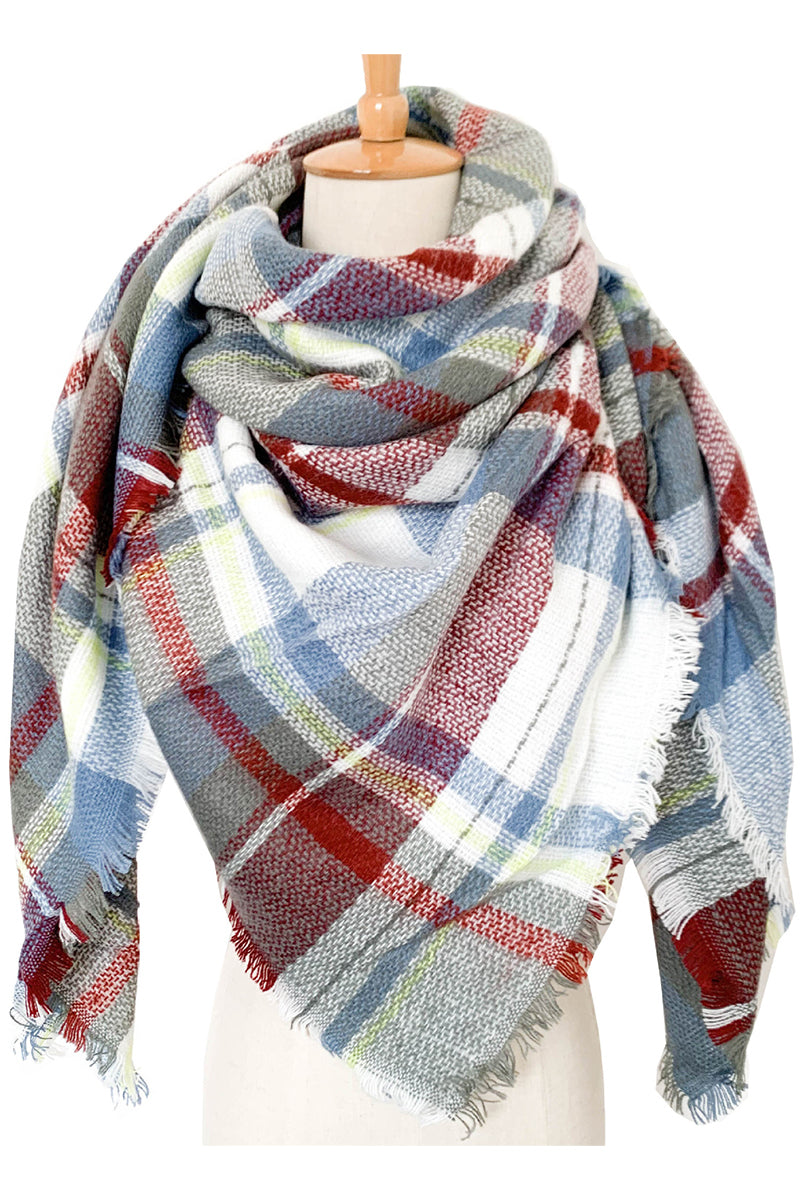 SOFT CHUNKY CHECKED GIANT SCARVES SHAWL CAPE