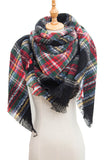 WOMENS WARM SCARF TRIANGLE STRIPE PLAID SHAWLS