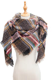 WOMENS WARM SCARF TRIANGLE STRIPE PLAID SHAWLS