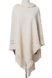 WOMEN SOFT PULLOVER PONCHO SWEATER CAPE WITH HOOD