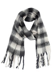 PLAID PATTERN FRINGE TRIM WINTER SCARF