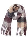 PLAID PATTERN FRINGE TRIM WINTER SCARF