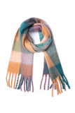 PLAID PATTERN FRINGE TRIM WINTER SCARF