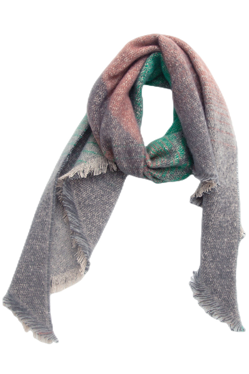 RAW HEM PLAID SCARF SHAWL