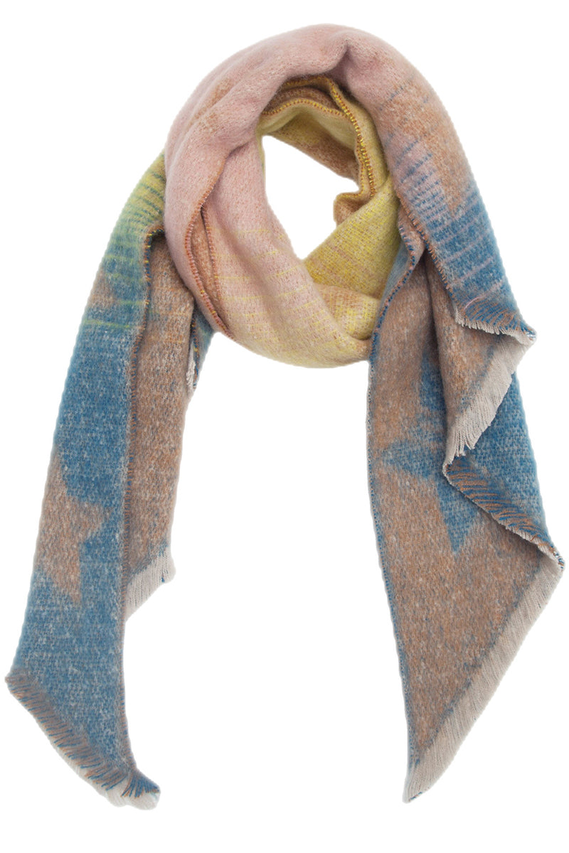 RAW HEM PLAID SCARF SHAWL