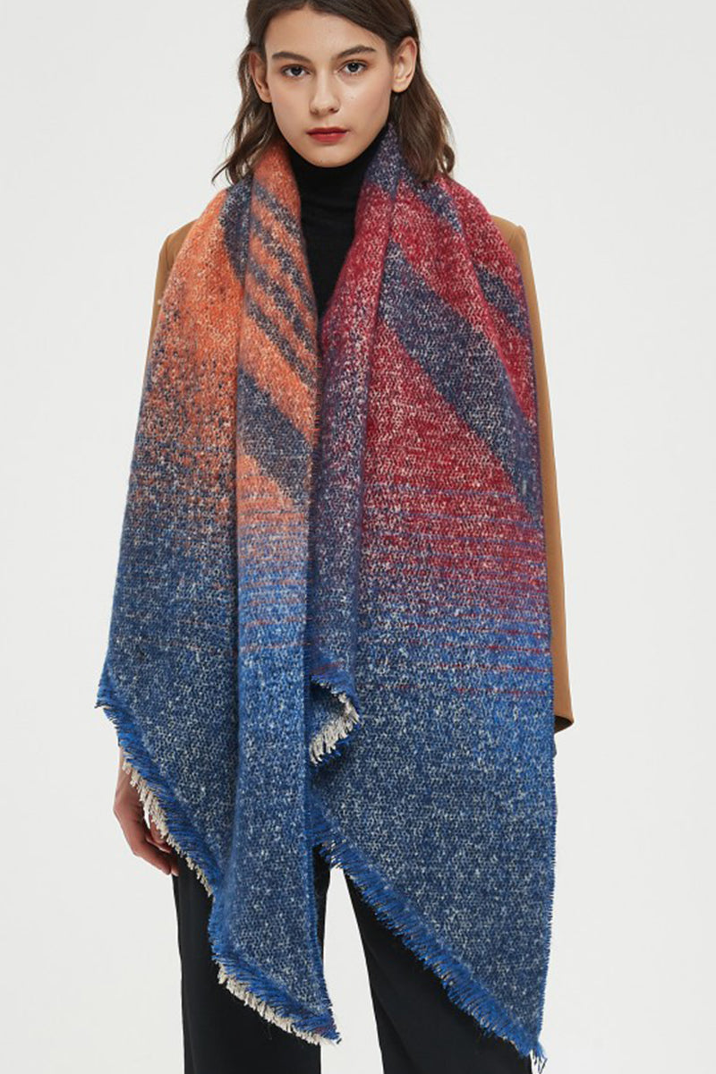 RAW HEM PLAID SCARF SHAWL