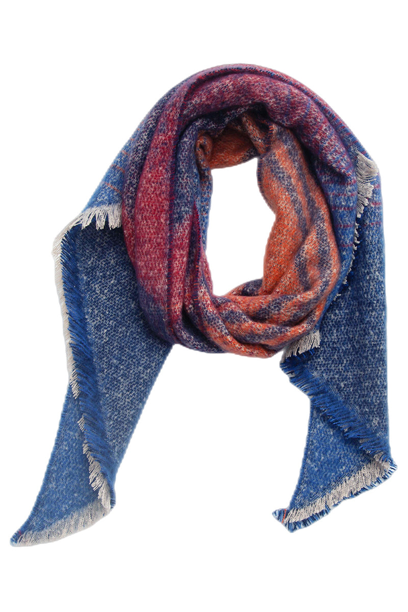 RAW HEM PLAID SCARF SHAWL