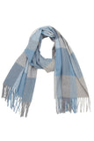 PLAID PATTERN COLORBLOCK FRINGE TRIM SCARF