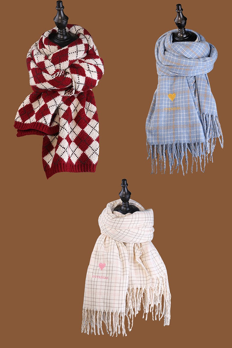 WOMEN WINTER SIMPLE WARM PLAID SCARF