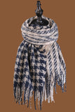 WOMEN PLAID PATTERN FRINGE HEM SCARF