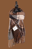 WOMEN PLAID PATTERN FRINGE HEM SCARF