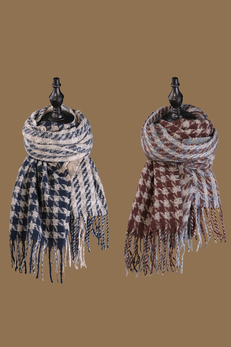 WOMEN HOUNDSTOOTH SCARF SHAWL DUAL PURPOSE