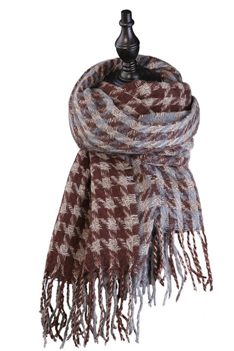 WOMEN HOUNDSTOOTH SCARF SHAWL DUAL PURPOSE