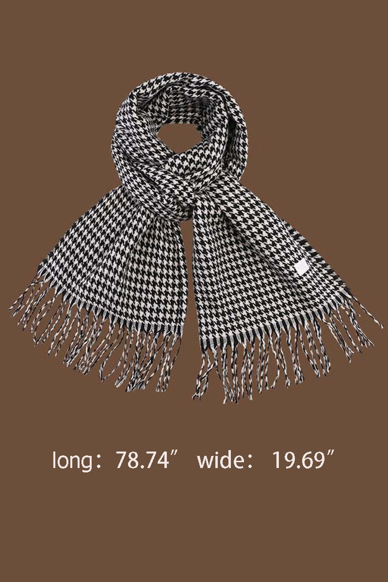 WOMEN RETRO MINIMALIST HOUNDSTOOTH SCARF