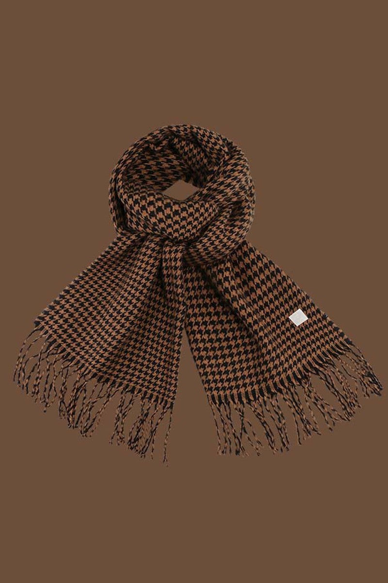 WOMEN RETRO MINIMALIST HOUNDSTOOTH SCARF