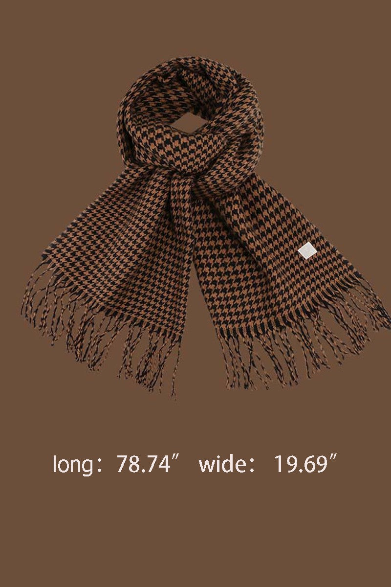 WOMEN RETRO MINIMALIST HOUNDSTOOTH SCARF