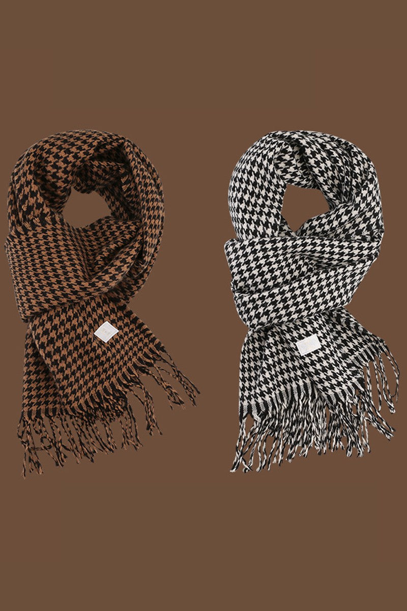 WOMEN RETRO MINIMALIST HOUNDSTOOTH SCARF