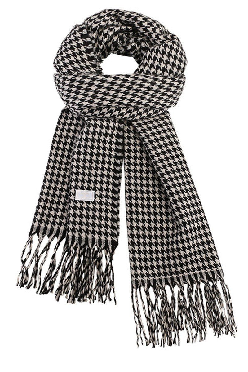 WOMEN RETRO MINIMALIST HOUNDSTOOTH SCARF