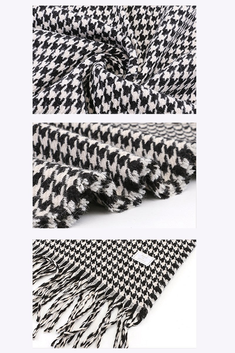 WOMEN RETRO MINIMALIST HOUNDSTOOTH SCARF