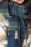 WOMEN WINTER WARM PLAID PATCH SCARF