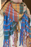 WOMEN WINTER WARM PLAID RAINBOW KNITTED SCARF