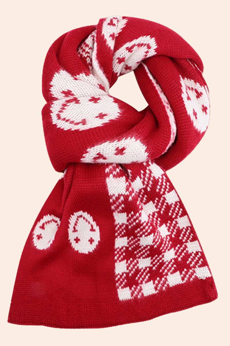 WOMEN WARM SMILING FACE PLAID SCARF