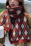 WOMEN AUTUMN AND WINTER KNITTED PLAID SCARF