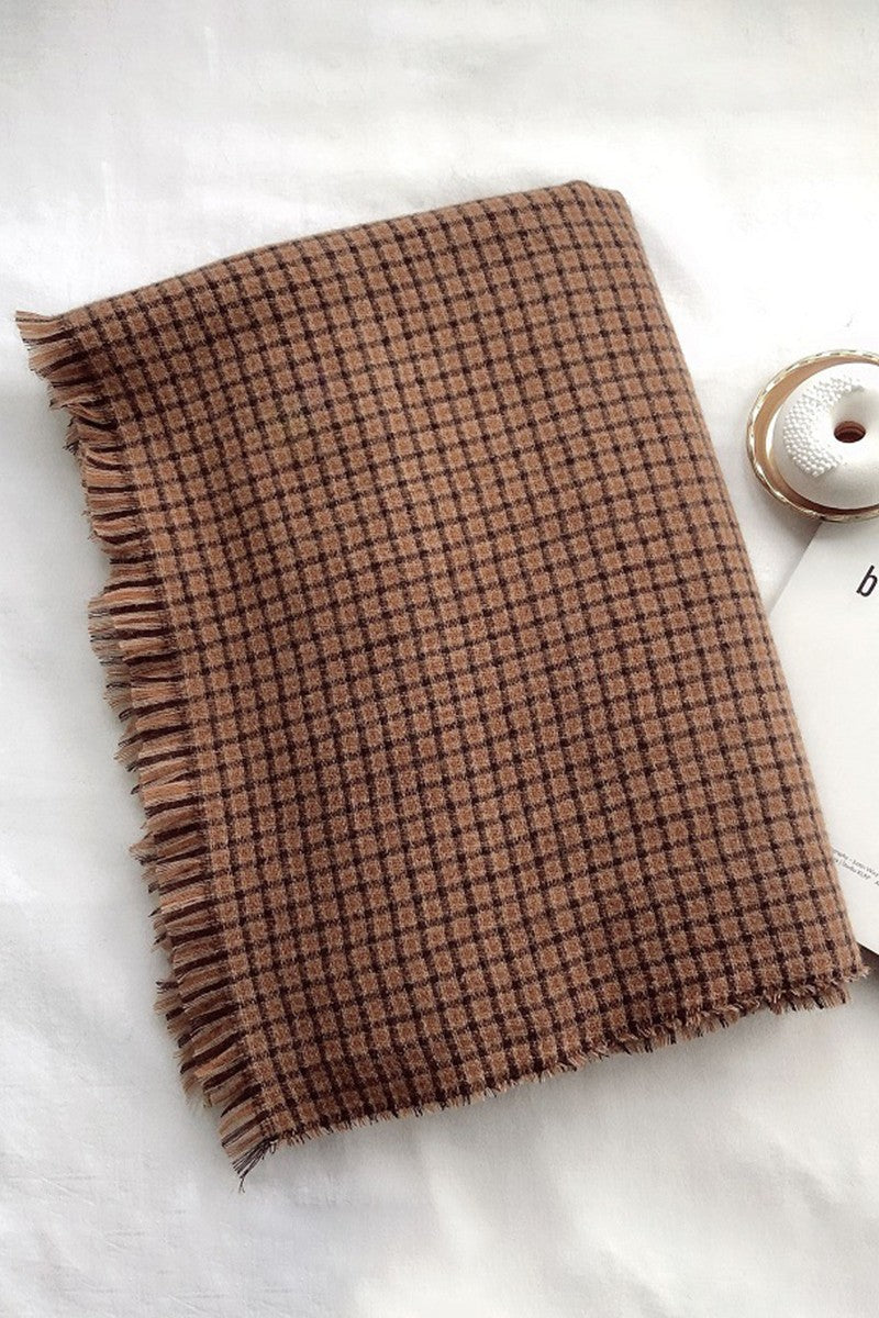 WOMEN RETRO BROWN PLAID SCARF