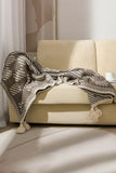 SOFT COZY KNIT SOFA BLANKET FRINGED SHAWL