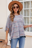 WOMEN COLOR PATTERNED TASSEL PONCHO SHAWL