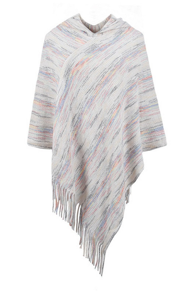 WOMEN TASSEL DETAILED HOODED SHAWL WRAP