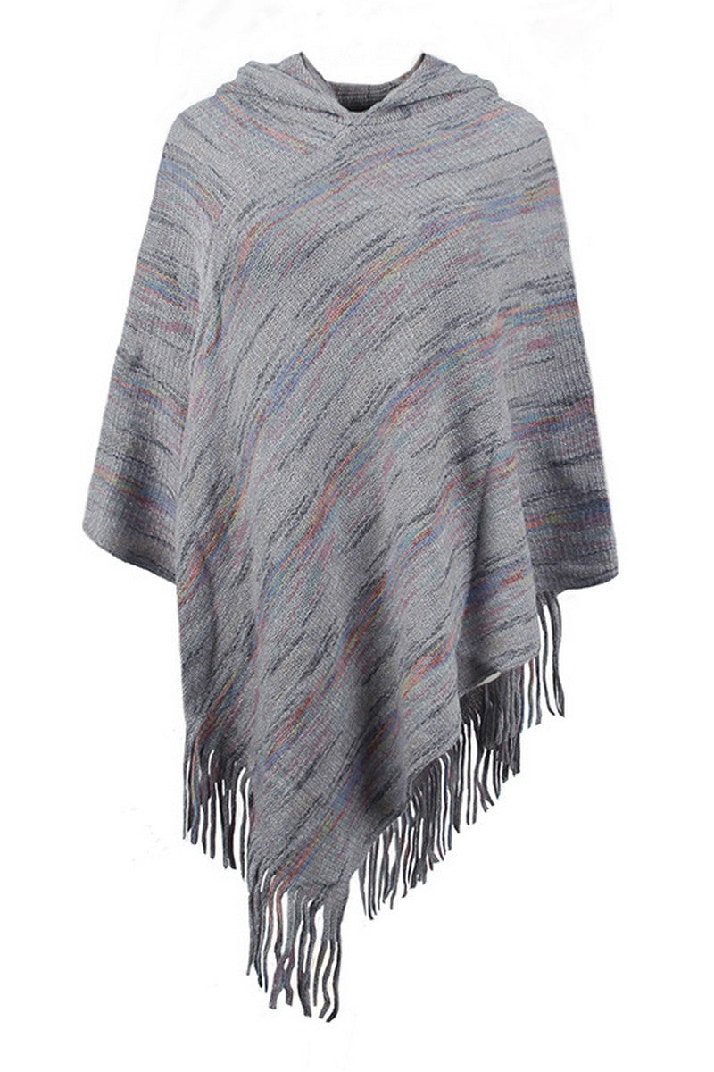 WOMEN TASSEL DETAILED HOODED SHAWL WRAP