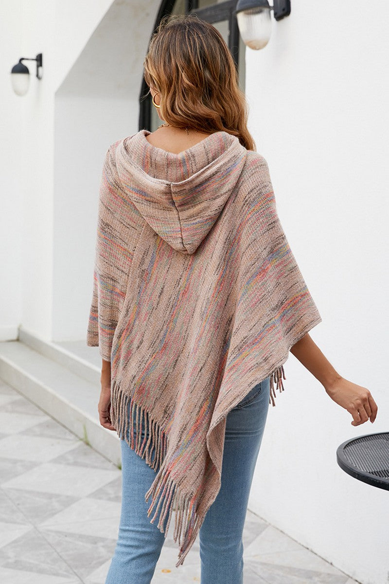 WOMEN TASSEL DETAILED HOODED SHAWL WRAP