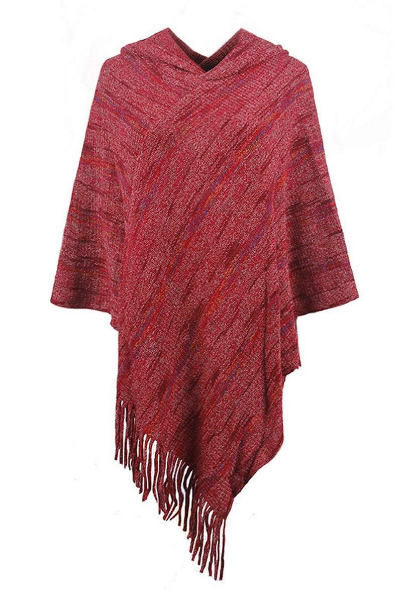 WOMEN TASSEL DETAILED HOODED SHAWL WRAP