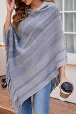 WOMEN TASSEL HOODED KNIT PONCHO SHAWL WRAP