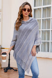 WOMEN TASSEL HOODED KNIT PONCHO SHAWL WRAP