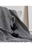 TASSEL PLAID KNIT TRENDY BLANKET, SIZE : 51.2″ X 66.9″