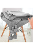 TASSEL PLAID KNIT TRENDY BLANKET, SIZE : 51.2″ X 66.9″