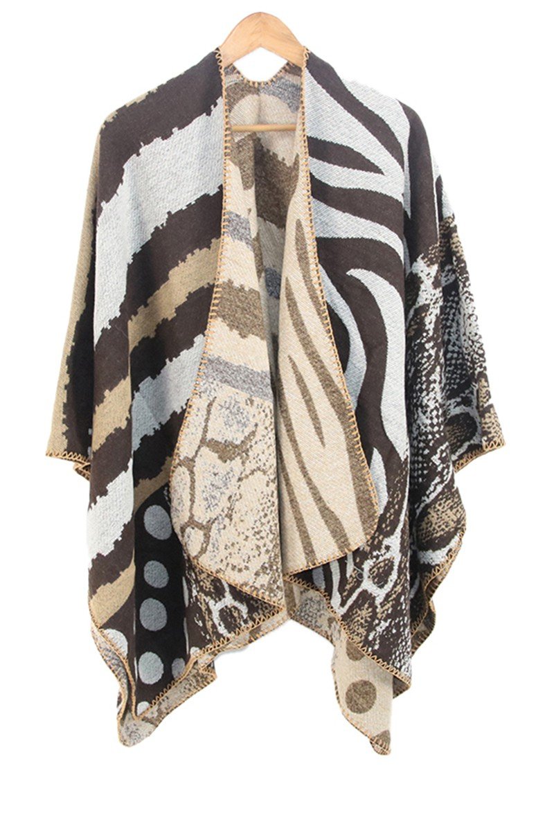 COLORED LEOPARD PATTERN FASHION WRAP, (L)51.2″ (W)59.1″