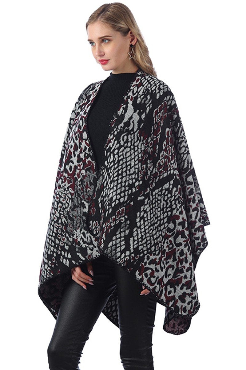 LEOPARD PRINTED STYLISH DANDY SHAWL WRAP, (L)51.2″ (W)59.1″