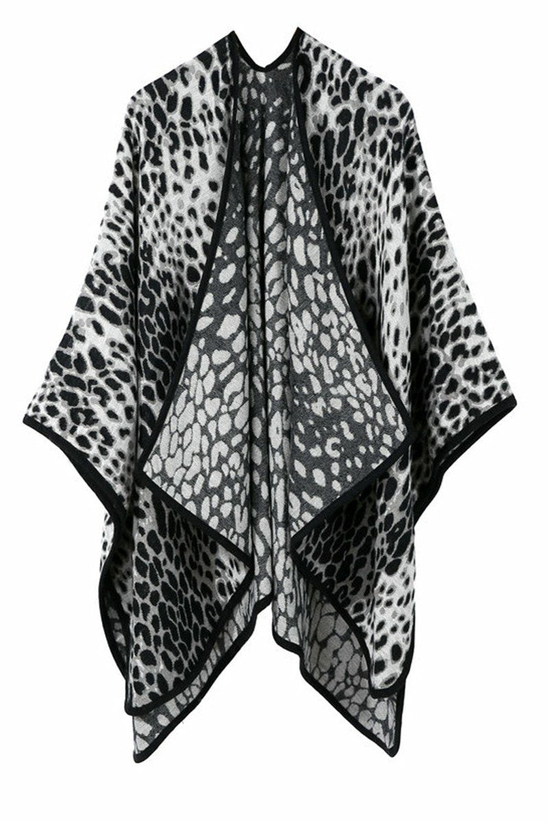 LEOPARD PRINTED STYLISH DANDY SHAWL WRAP, (L)51.2″ (W)59.1″