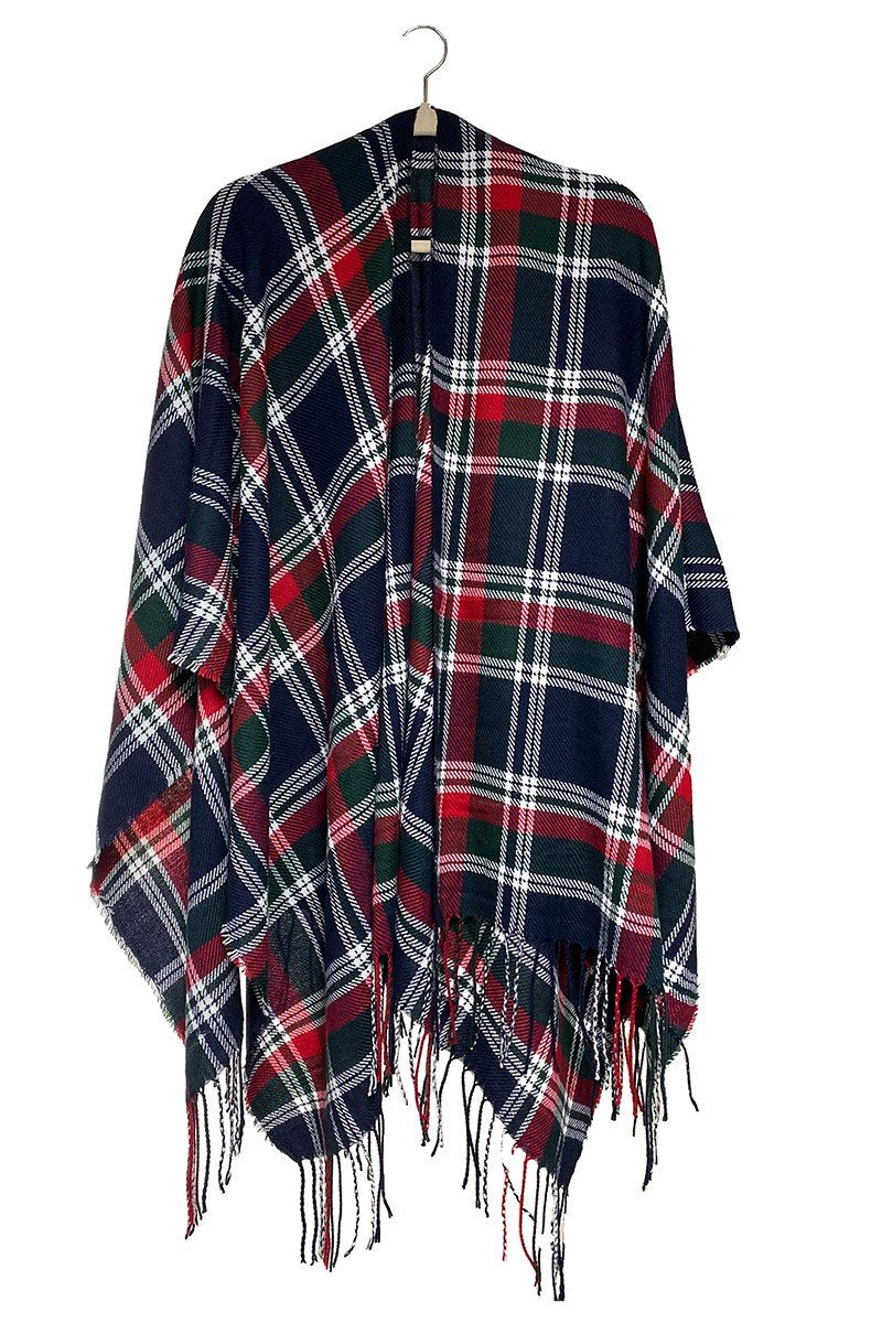 PLAID TRENDY FASHION FW SHAWL WRAP, (L)51.2″ (W)59.1″