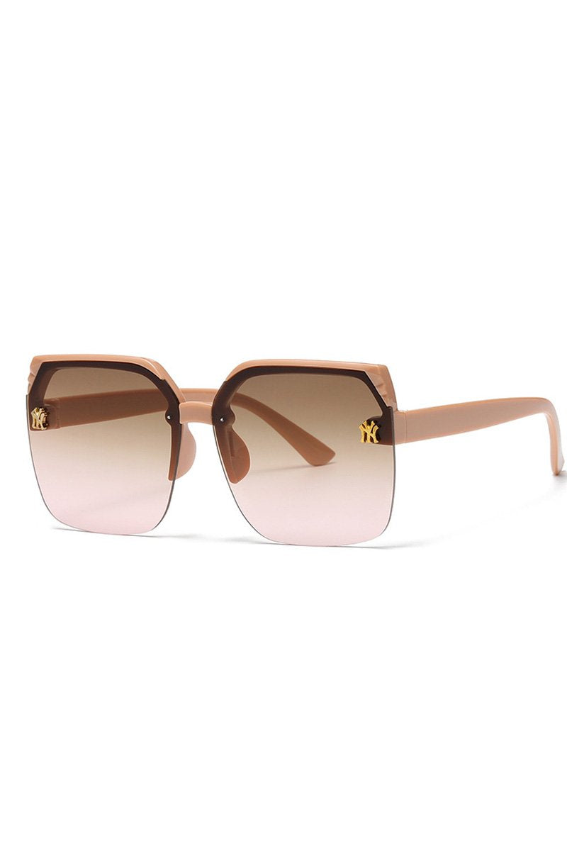 NY LOGO HALF FRAMELESS FASHION SUNGLASSES